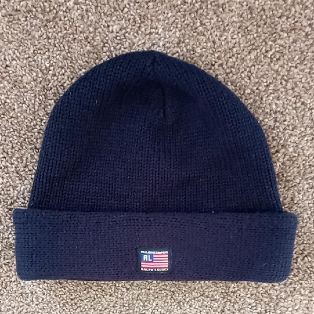 Vintage Ralph Lauren Polo Jeans Co. Navy Knit Flag Hat